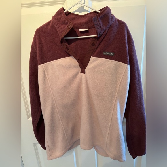 Columbia Women's Benton Springs Snap-Front Fleece Pullover (Malbec/Pink) - XL - Picture 2 of 5